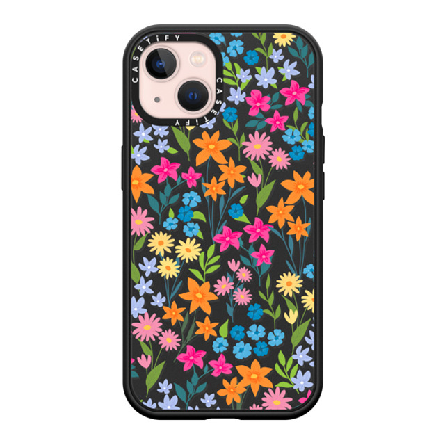 Marta Olga Klara x CASETiFY iPhone 13 ケース マットブラック インパクトケース MagSafe対応 bright spring flowers - daisy floral pattern