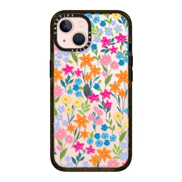 Marta Olga Klara x CASETiFY iPhone 13 ケース ブラック インパクトケース bright spring flowers - daisy floral pattern