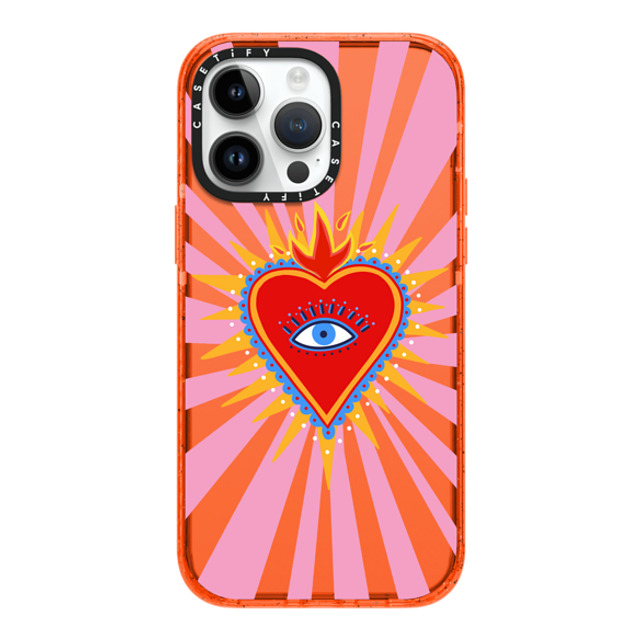 Marta Olga Klara x CASETiFY iPhone 14 Pro Max ケース オレンジ インパクトケース pink flaming heart