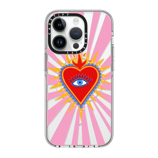 Marta Olga Klara x CASETiFY iPhone 14 Pro Case Clear Clear Case MagSafe Compatible pink flaming heart Marta Olga Klara x CASETiFY iPhone 14 Pro Case Clear Clear Case MagSafe Compatible pink flaming heart