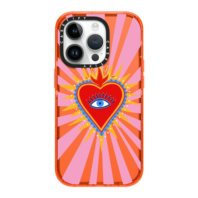 Marta Olga Klara x CASETiFY iPhone 14 Pro Case オレンジ Impact Case pink flaming heart Marta Olga Klara x CASETiFY iPhone 14 Pro Case オレンジ Impact Case pink flaming heart