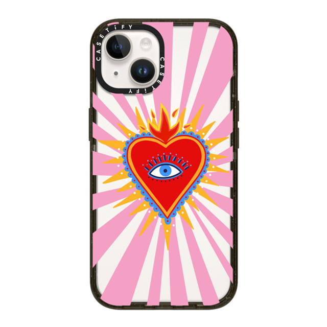 Marta Olga Klara x CASETiFY iPhone 14 ケース ブラック インパクトケース pink flaming heart