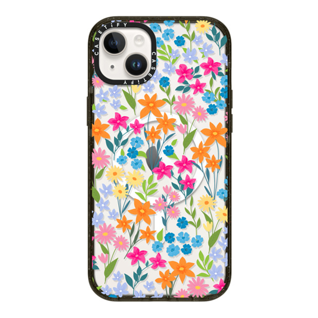 Marta Olga Klara x CASETiFY iPhone 14 Plus ケース ブラック インパクトケース MagSafe対応 bright spring flowers - daisy floral pattern