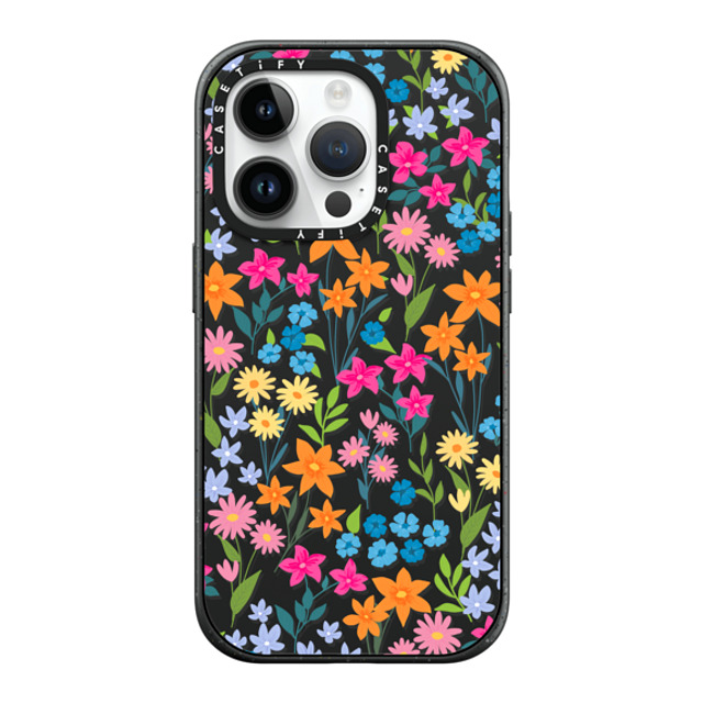 Marta Olga Klara x CASETiFY iPhone 14 Pro ケース マットブラック インパクトケース MagSafe対応 bright spring flowers - daisy floral pattern