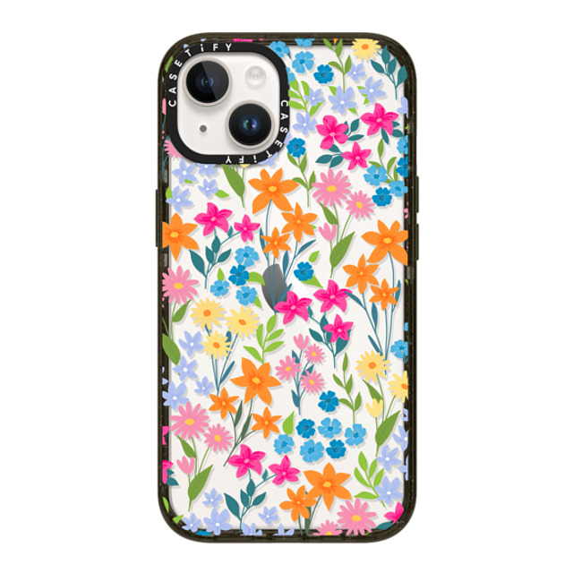 Marta Olga Klara x CASETiFY iPhone 14 ケース ブラック インパクトケース bright spring flowers - daisy floral pattern