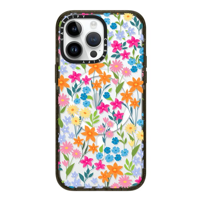 Marta Olga Klara x CASETiFY iPhone 14 Pro Max ケース ブラック インパクトケース MagSafe対応 bright spring flowers - daisy floral pattern