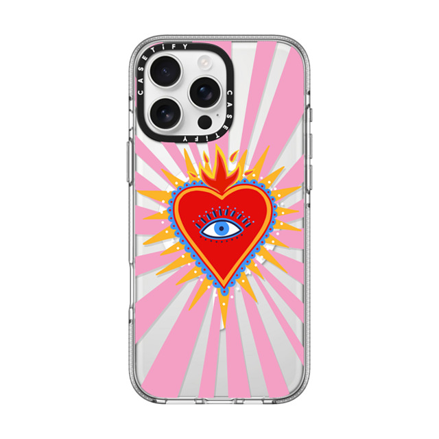 Marta Olga Klara x CASETiFY iPhone 16 Pro Max ケース クリア クリア ケース MagSafe対応 pink flaming heart