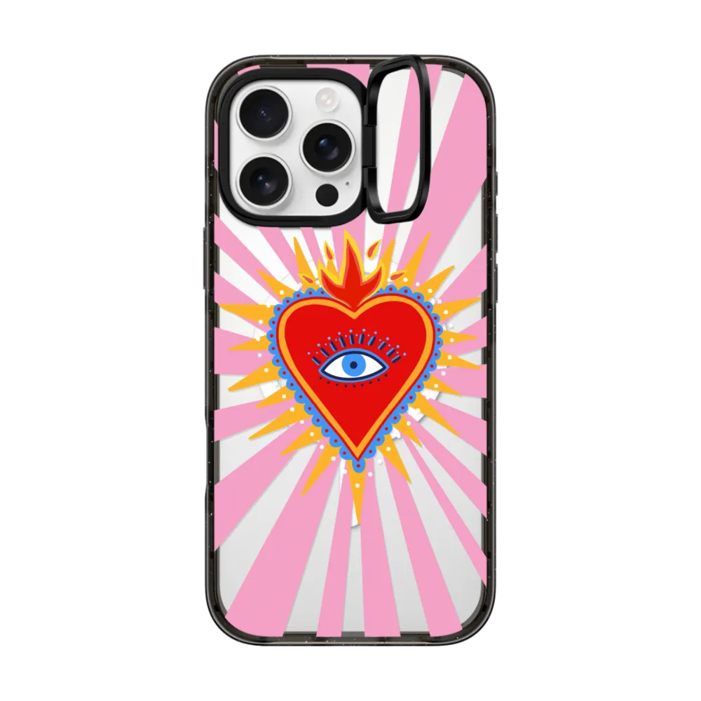 Impact Ring Stand iPhone 16 Pro Max Case MagSafe Compatible - pink flaming heart