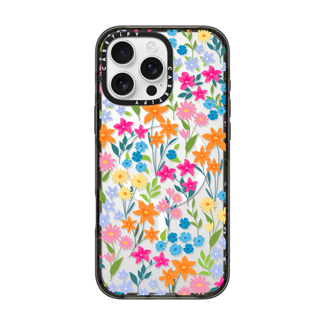 Marta Olga Klara x CASETiFY iPhone 16 Pro Max ケース ブラック インパクトケース MagSafe対応 bright spring flowers - daisy floral pattern