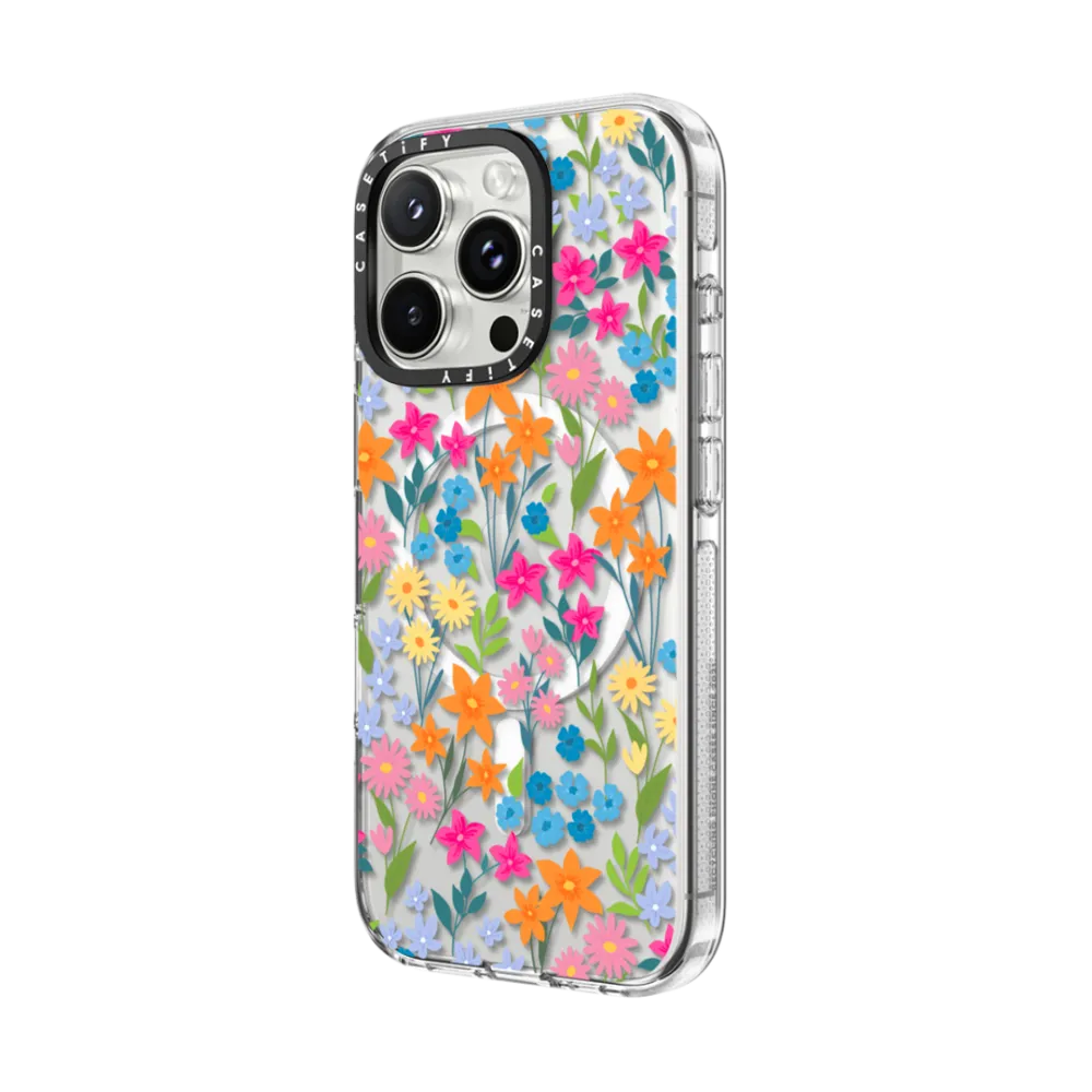Clear iPhone 16 Pro Max Case MagSafe Compatible - bright spring flowers - daisy floral pattern