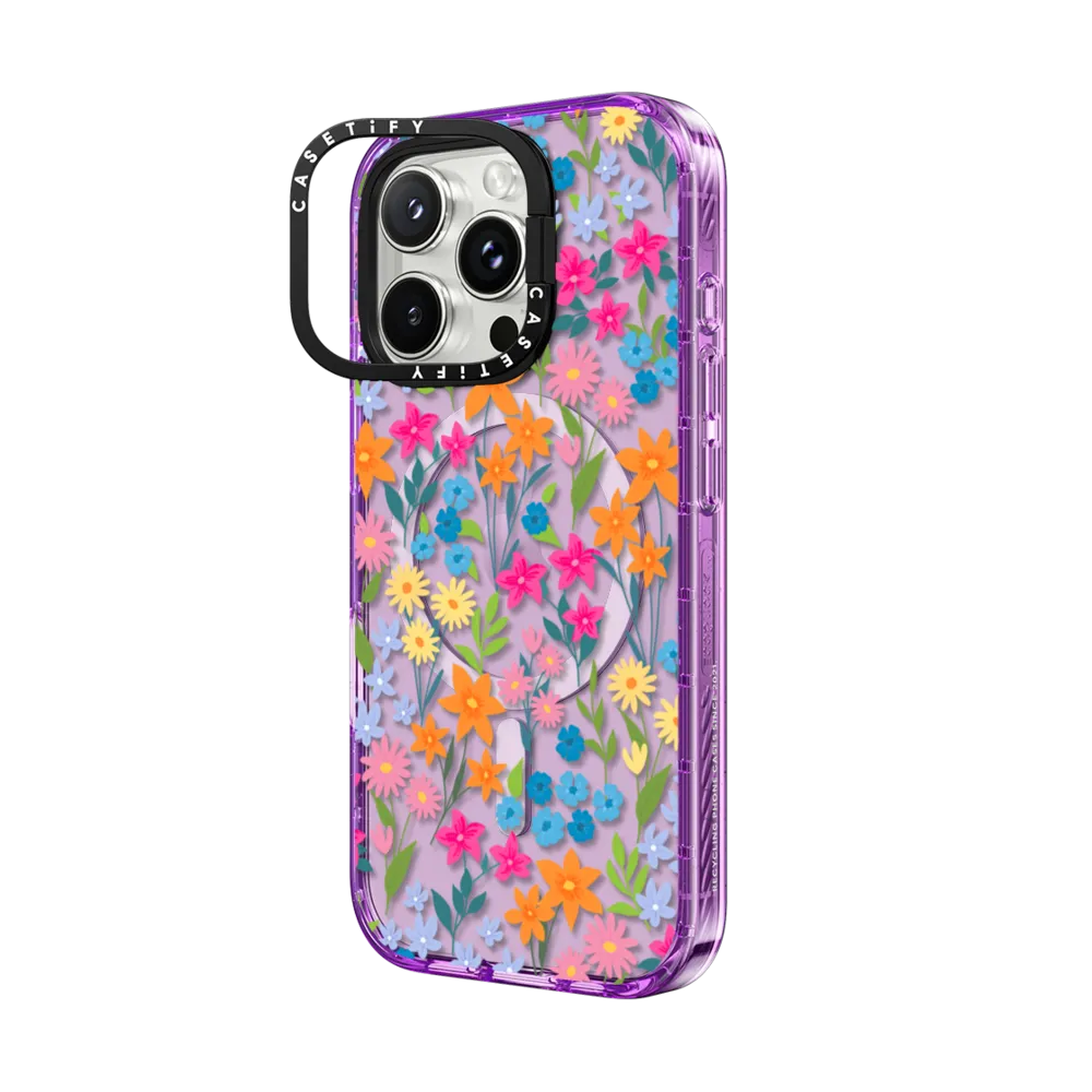 Impact Ring Stand iPhone 16 Pro Max Case MagSafe Compatible - bright spring flowers - daisy floral pattern