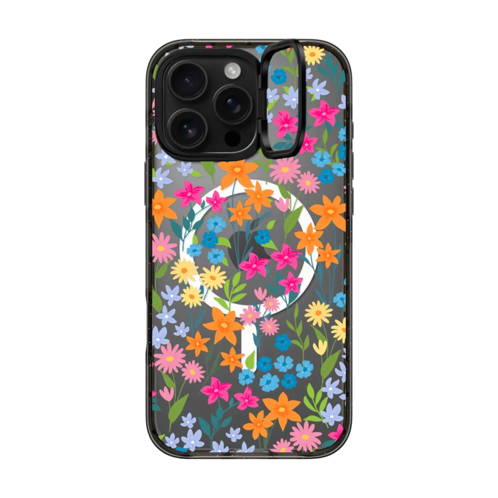 Impact Ring Stand iPhone 16 Pro Max Case MagSafe Compatible - bright spring flowers - daisy floral pattern
