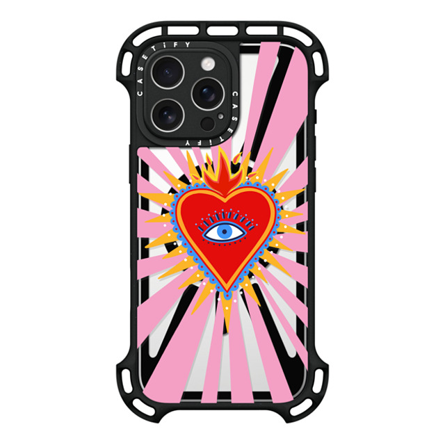 Marta Olga Klara x CASETiFY iPhone 16 Pro Max ケース ブラック ウルトラ バウンスケース MagSafe対応 pink flaming heart