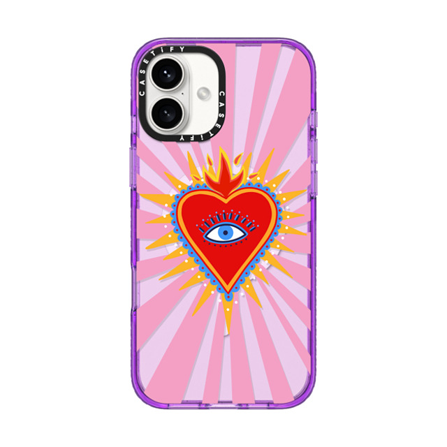 Marta Olga Klara x CASETiFY iPhone 16 Plus Case Love,Geometric パープル Impact Case MagSafe Compatible pink flaming heart Father's Day Marta Olga Klara x CASETiFY iPhone 16 Plus Case Love,Geometric パープル Impact Case MagSafe Compatible pink flaming heart Father's Day