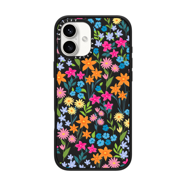 Marta Olga Klara x CASETiFY iPhone 16 Plus ケース マットブラック インパクトケース MagSafe対応 bright spring flowers - daisy floral pattern