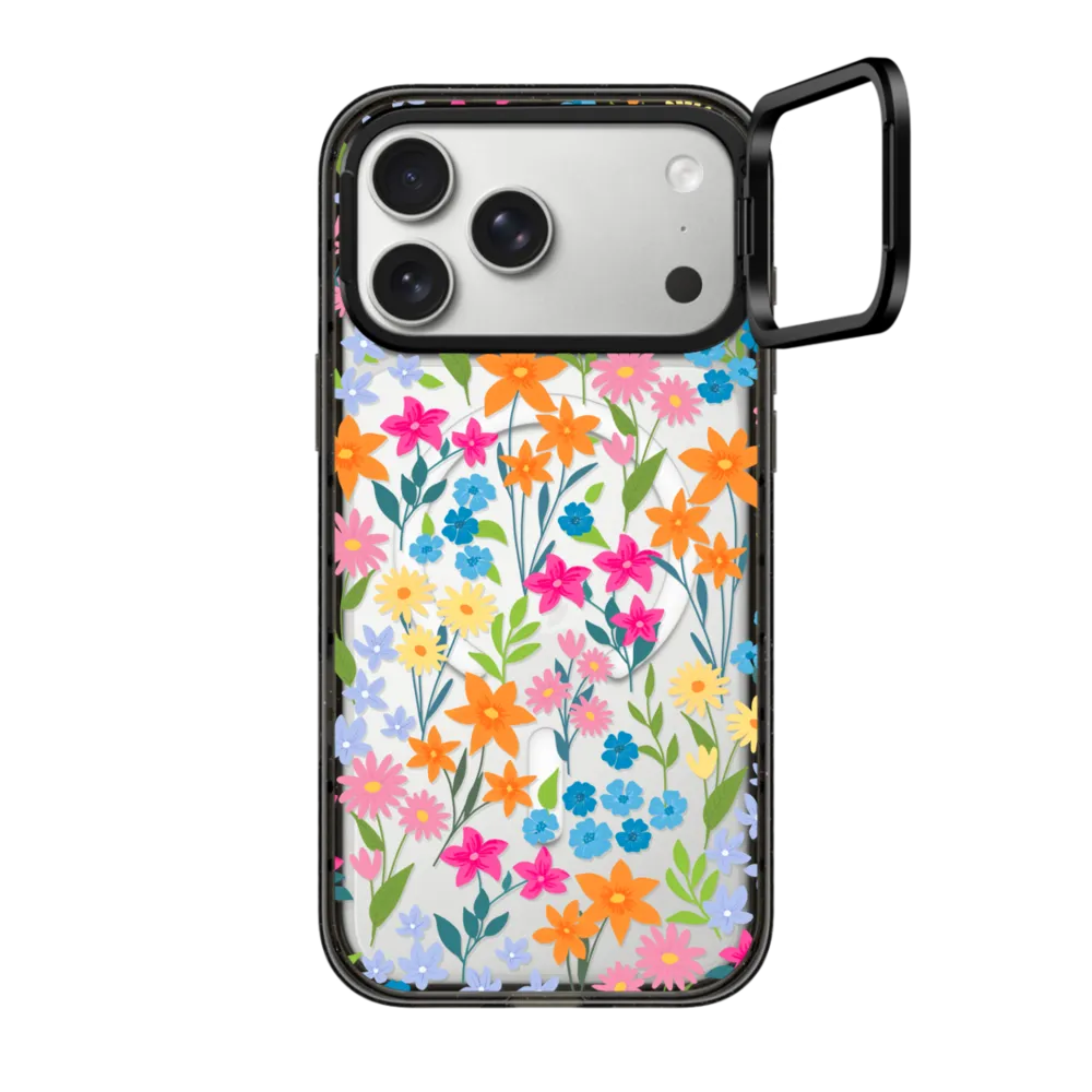 Impact Ring Stand iPhone 17 Pro Max Case MagSafe Compatible - bright spring flowers - daisy floral pattern