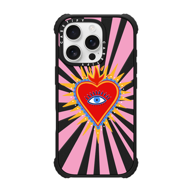 Marta Olga Klara x CASETiFY iPhone 16 Pro Case Matte Black ウルトラ インパクトケース MagSafe 対応 pink flaming heart Marta Olga Klara x CASETiFY iPhone 16 Pro Case Matte Black ウルトラ インパクトケース MagSafe 対応 pink flaming heart