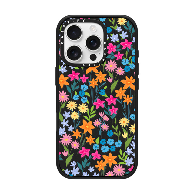 Marta Olga Klara x CASETiFY iPhone 16 Pro ケース マットブラック インパクトケース MagSafe対応 bright spring flowers - daisy floral pattern