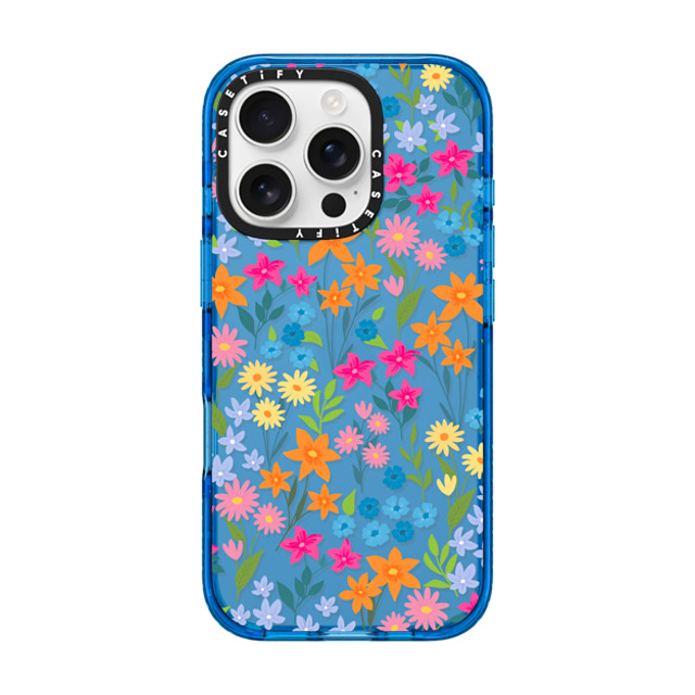 Marta Olga Klara x CASETiFY iPhone 16 Pro ケース スカイブルー インパクトケース bright spring flowers - daisy floral pattern