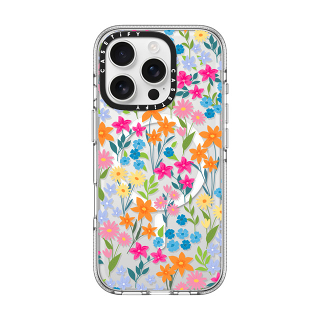 Marta Olga Klara x CASETiFY iPhone 16 Pro ケース クリア クリア ケース MagSafe対応 bright spring flowers - daisy floral pattern