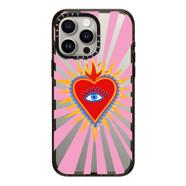 Marta Olga Klara x CASETiFY iPhone 15 Pro Max ケース ブラック インパクトケース pink flaming heart