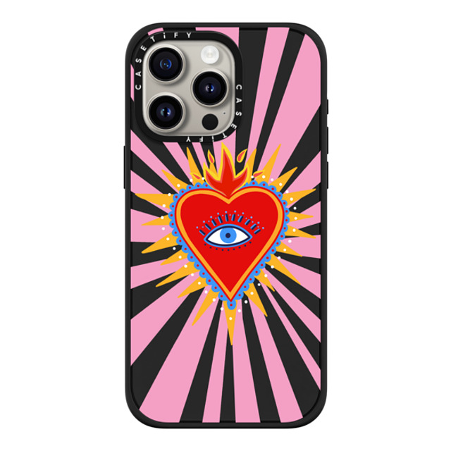 Marta Olga Klara x CASETiFY iPhone 15 Pro Max ケース マットブラック インパクトケース MagSafe対応 pink flaming heart