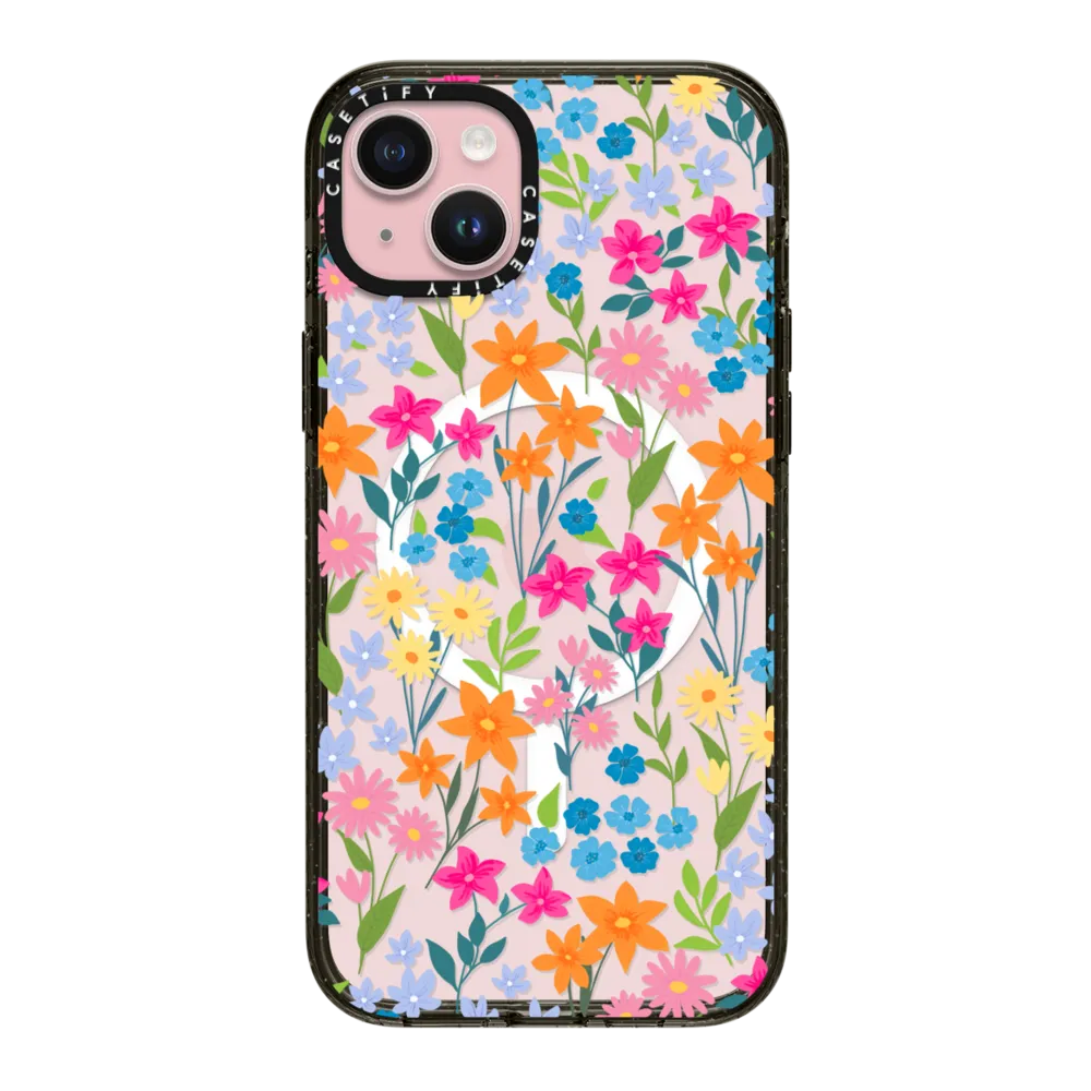 Impact iPhone 15 Plus Case MagSafe Compatible - bright spring flowers - daisy floral pattern