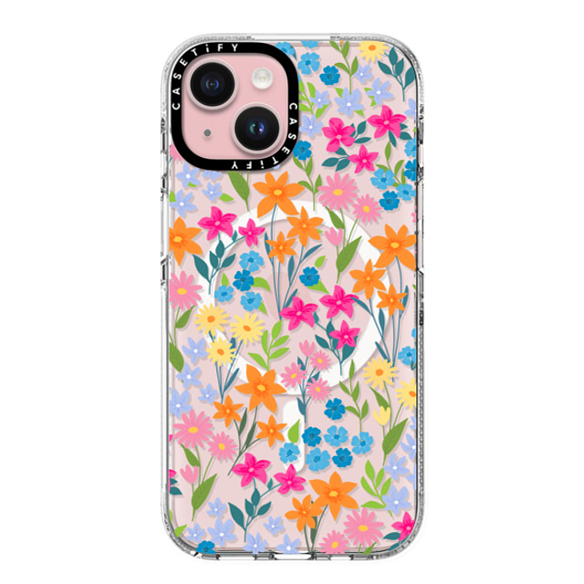 Marta Olga Klara x CASETiFY iPhone 15 ケース クリア クリア ケース MagSafe対応 bright spring flowers - daisy floral pattern