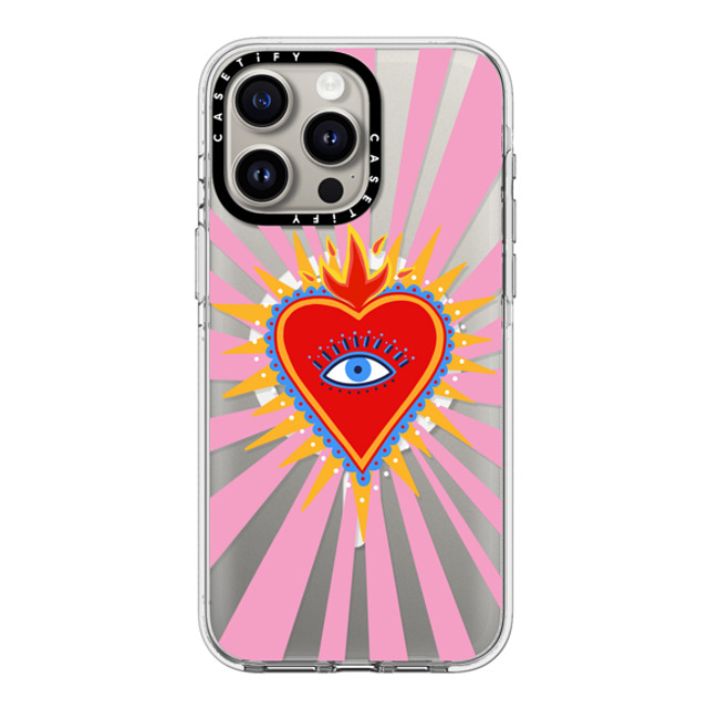 Marta Olga Klara x CASETiFY iPhone 15 Pro Max ケース クリア クリア ケース MagSafe対応 pink flaming heart