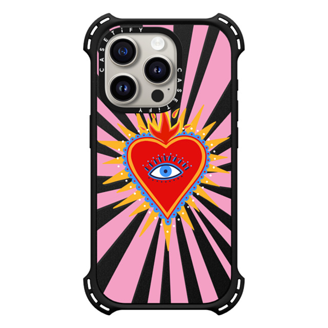 Marta Olga Klara x CASETiFY iPhone 15 Pro Case Matte Black バウンスケース pink flaming heart Marta Olga Klara x CASETiFY iPhone 15 Pro Case Matte Black バウンスケース pink flaming heart