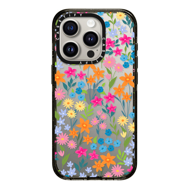 Marta Olga Klara x CASETiFY iPhone 15 Pro ケース ブラック インパクトケース bright spring flowers - daisy floral pattern