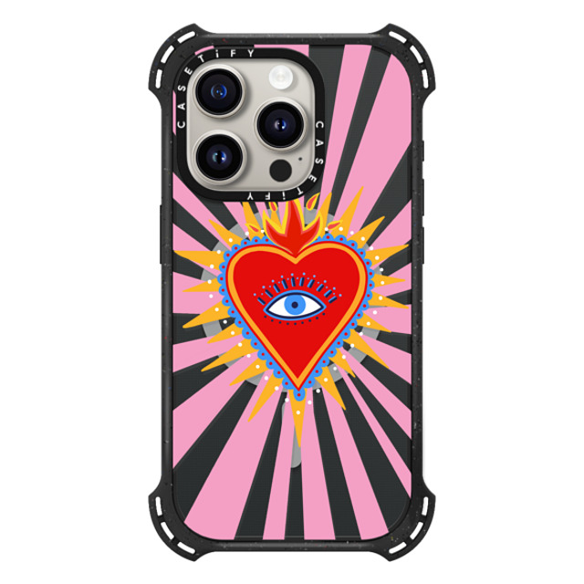 Marta Olga Klara x CASETiFY iPhone 15 Pro Case Triple Black バウンスケース pink flaming heart Marta Olga Klara x CASETiFY iPhone 15 Pro Case Triple Black バウンスケース pink flaming heart