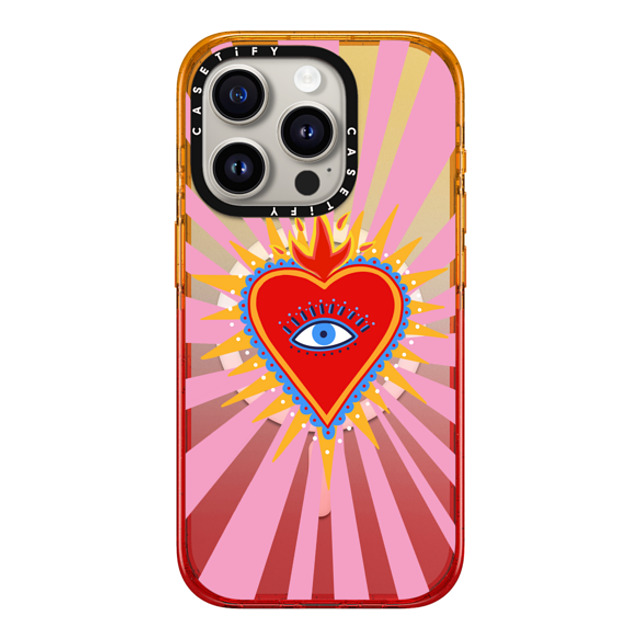 Marta Olga Klara x CASETiFY iPhone 15 Pro Case Peach Haze Impact Case MagSafe Compatible pink flaming heart Marta Olga Klara x CASETiFY iPhone 15 Pro Case Peach Haze Impact Case MagSafe Compatible pink flaming heart