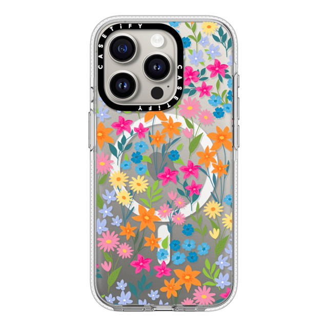 Marta Olga Klara x CASETiFY iPhone 15 Pro ケース クリア クリア ケース MagSafe対応 bright spring flowers - daisy floral pattern