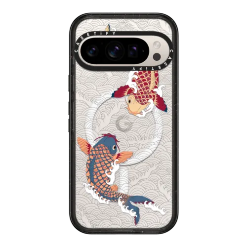 Google Pixel 9 Pro - koi fish Japanese tattoo style transparent pattern