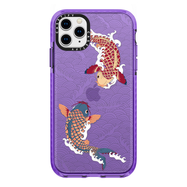 Marta Olga Klara x CASETiFY iPhone 11 Pro Max ケース Dark Purple インパクトケース koi fish Japanese tattoo style transparent pattern