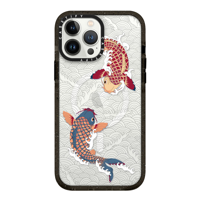 Marta Olga Klara x CASETiFY iPhone 13 Pro Max ケース ブラック インパクトケース MagSafe対応 koi fish Japanese tattoo style transparent pattern Mother's Day Marta Olga Klara x CASETiFY iPhone 13 Pro Max ケース ブラック インパクトケース MagSafe対応 koi fish Japanese tattoo style transparent pattern Mother's Day