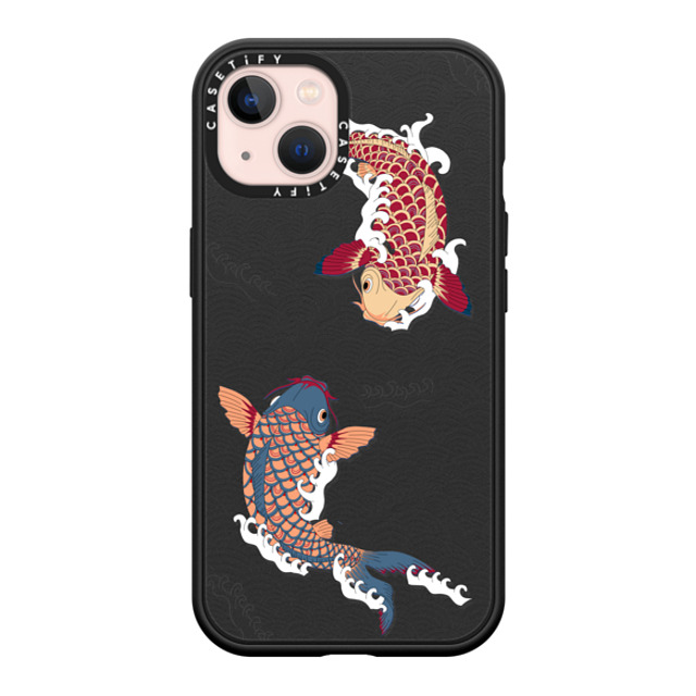 Marta Olga Klara x CASETiFY iPhone 13 ケース マットブラック インパクトケース MagSafe対応 koi fish Japanese tattoo style transparent pattern