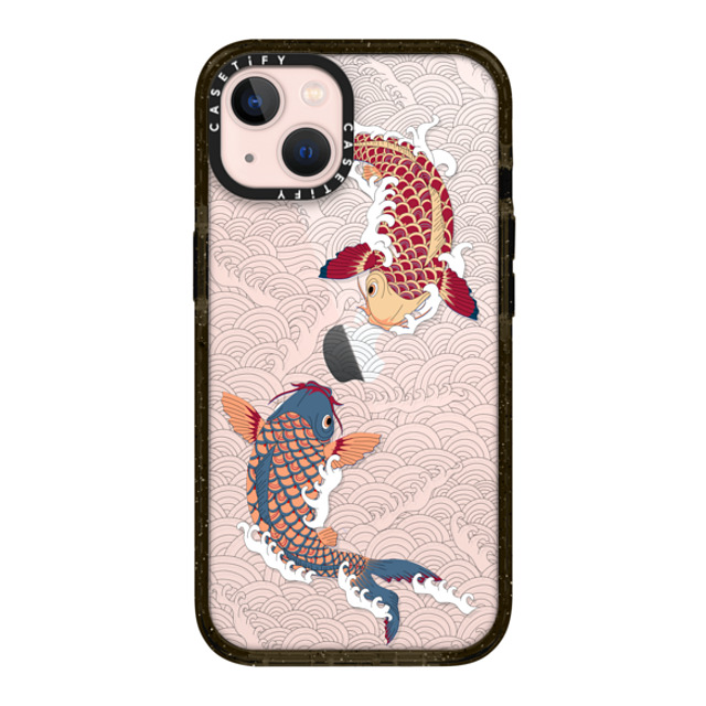 Marta Olga Klara x CASETiFY iPhone 13 ケース ブラック インパクトケース koi fish Japanese tattoo style transparent pattern