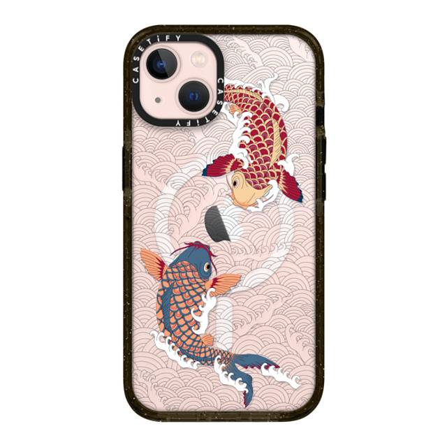 Marta Olga Klara x CASETiFY iPhone 13 ケース ブラック インパクトケース MagSafe対応 koi fish Japanese tattoo style transparent pattern