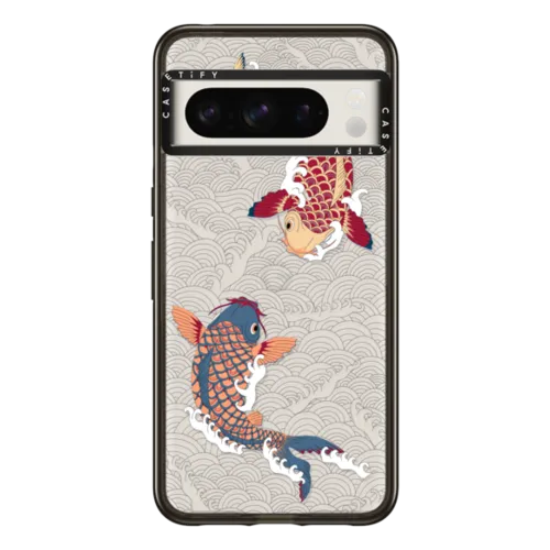 Pixel 8 Pro - koi fish Japanese tattoo style transparent pattern