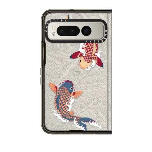 Pixel Fold - koi fish Japanese tattoo style transparent pattern