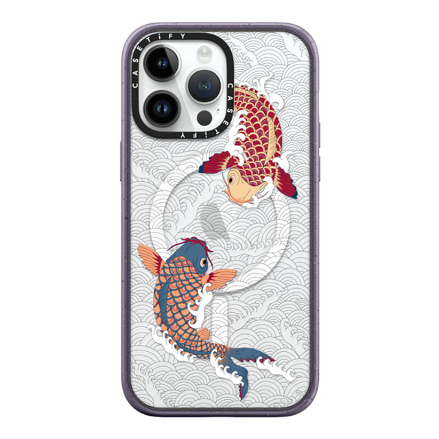 Marta Olga Klara x CASETiFY iPhone 14 Pro Max ケース Matte Deep Purple インパクトケース MagSafe対応 koi fish Japanese tattoo style transparent pattern