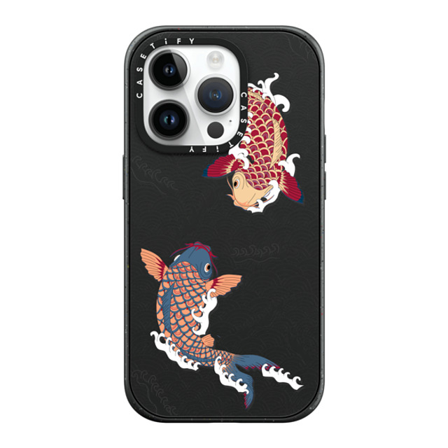 Marta Olga Klara x CASETiFY iPhone 14 Pro ケース マットブラック インパクトケース MagSafe対応 koi fish Japanese tattoo style transparent pattern