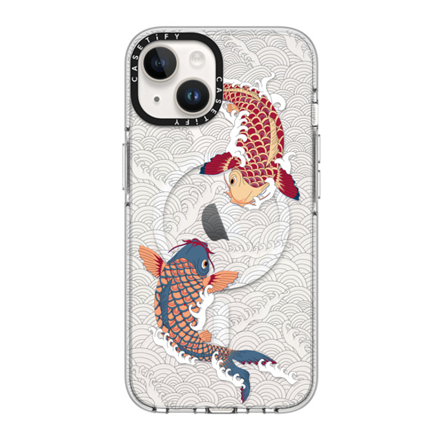 Marta Olga Klara x CASETiFY iPhone 14 ケース クリア クリア ケース MagSafe対応 koi fish Japanese tattoo style transparent pattern