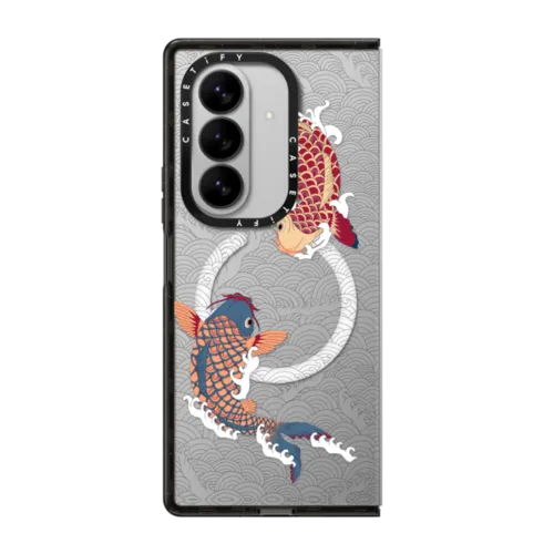 Galaxy Z Fold7 - koi fish Japanese tattoo style transparent pattern