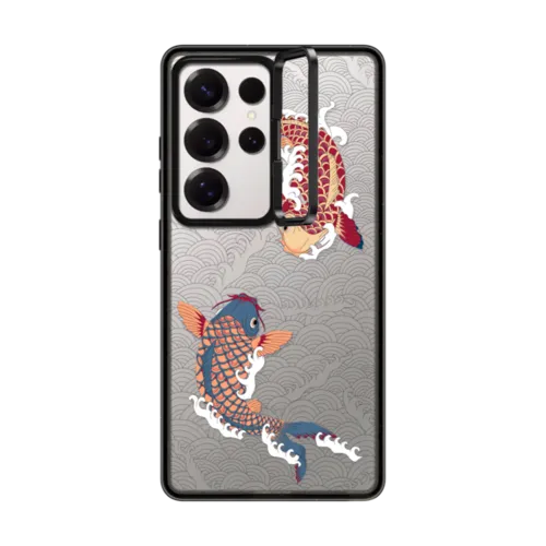 Galaxy S25 Ultra - koi fish Japanese tattoo style transparent pattern