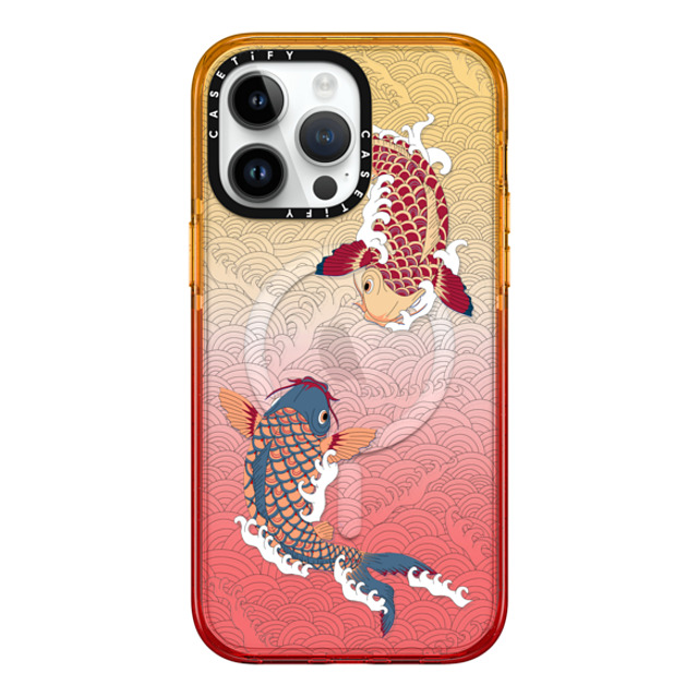 Marta Olga Klara x CASETiFY iPhone 14 Pro Max ケース Peach Haze インパクトケース MagSafe対応 koi fish Japanese tattoo style transparent pattern