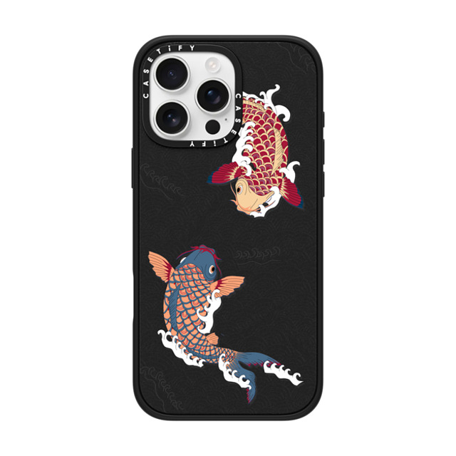 Marta Olga Klara x CASETiFY iPhone 16 Pro Max ケース マットブラック インパクトケース MagSafe対応 koi fish Japanese tattoo style transparent pattern