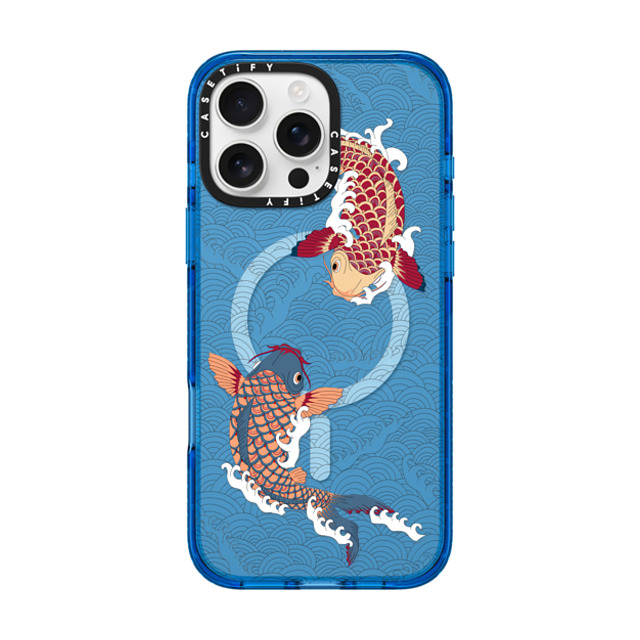 Marta Olga Klara x CASETiFY iPhone 16 Pro Max ケース スカイブルー インパクトケース MagSafe対応 koi fish Japanese tattoo style transparent pattern